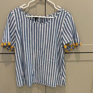 Sz L Talbots Blue and White Striped Shirt